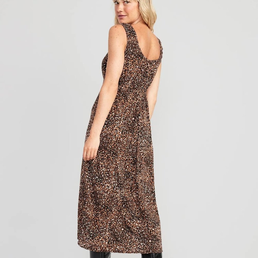 NWT Old Navy Waist-Defined Sleeveless Printed Crepe Midi Dress for Women - Picture 2 of 7